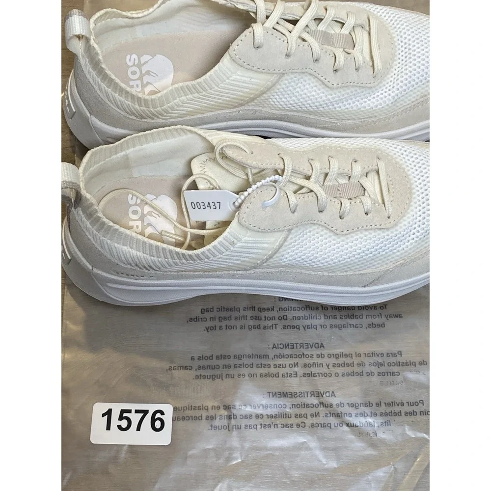 Sorel Women's ONA 503 Low Suede Knit Sea Salt Chalk Platform Sneakers Shoes 10